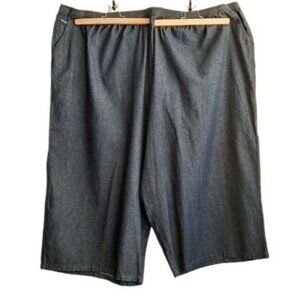 ULLA POPKEN Pull-On Blue Jean Crop Ankle Casual Pant Elastic Waist PLUS Sz 36/38